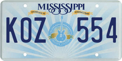 MS license plate KOZ554