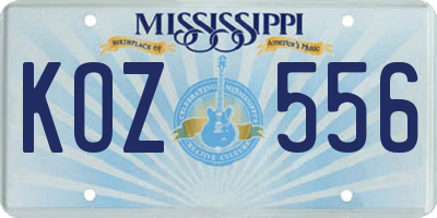 MS license plate KOZ556