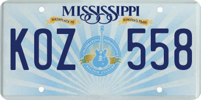 MS license plate KOZ558