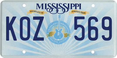MS license plate KOZ569