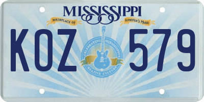 MS license plate KOZ579