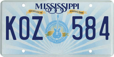 MS license plate KOZ584