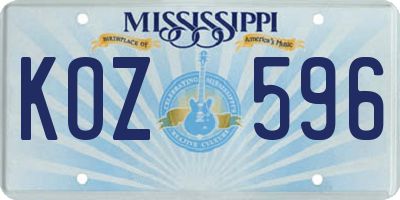 MS license plate KOZ596