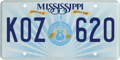 MS license plate KOZ620