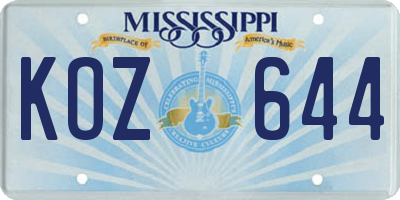 MS license plate KOZ644