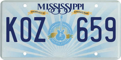MS license plate KOZ659