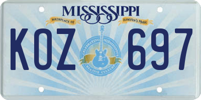 MS license plate KOZ697