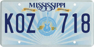 MS license plate KOZ718