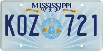 MS license plate KOZ721