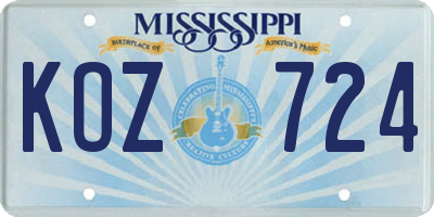 MS license plate KOZ724