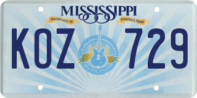 MS license plate KOZ729