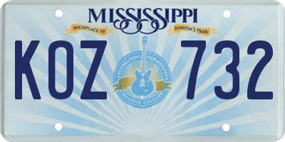 MS license plate KOZ732