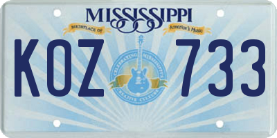 MS license plate KOZ733