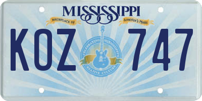 MS license plate KOZ747