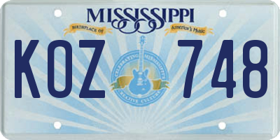 MS license plate KOZ748