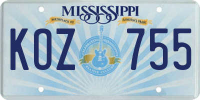 MS license plate KOZ755