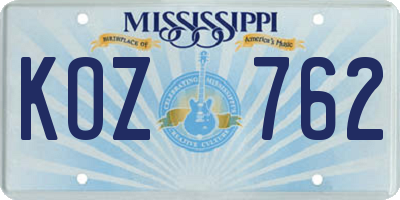 MS license plate KOZ762