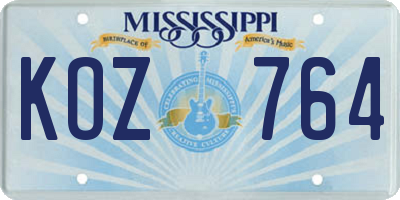 MS license plate KOZ764