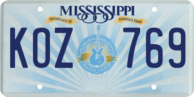 MS license plate KOZ769