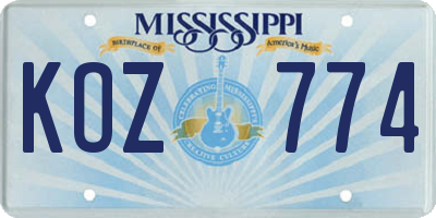 MS license plate KOZ774