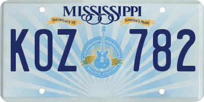 MS license plate KOZ782