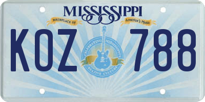 MS license plate KOZ788