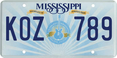 MS license plate KOZ789