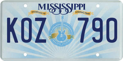 MS license plate KOZ790