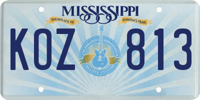 MS license plate KOZ813