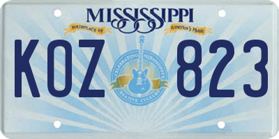MS license plate KOZ823