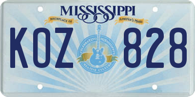 MS license plate KOZ828