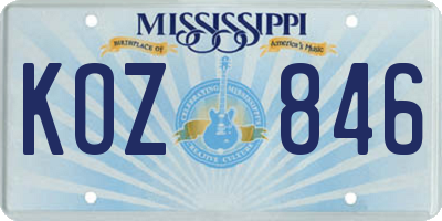 MS license plate KOZ846