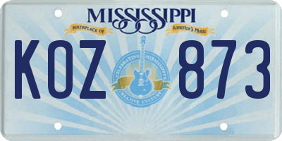 MS license plate KOZ873