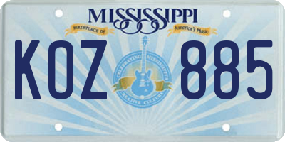 MS license plate KOZ885