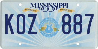 MS license plate KOZ887