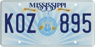MS license plate KOZ895