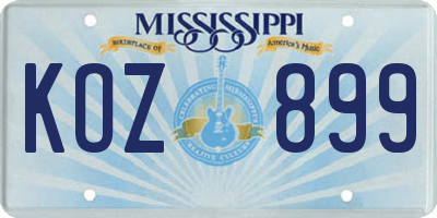 MS license plate KOZ899