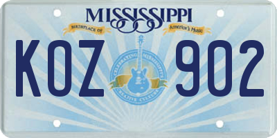MS license plate KOZ902