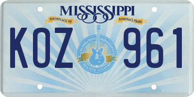 MS license plate KOZ961