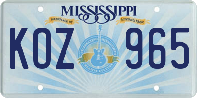 MS license plate KOZ965
