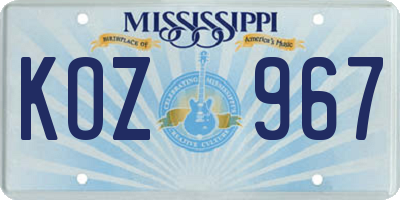 MS license plate KOZ967