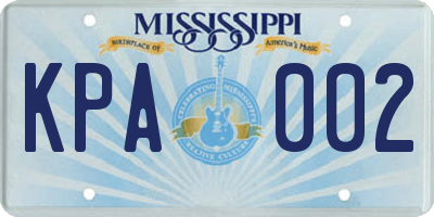 MS license plate KPA002