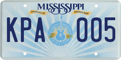 MS license plate KPA005