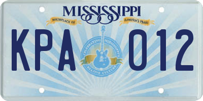 MS license plate KPA012