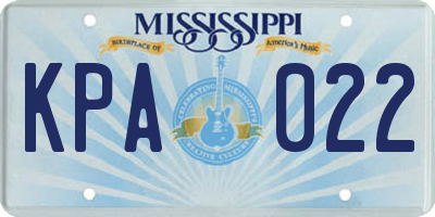 MS license plate KPA022