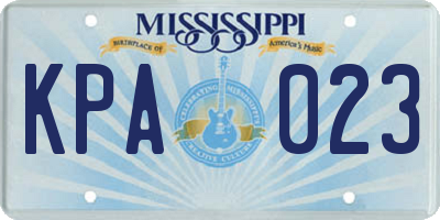 MS license plate KPA023