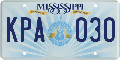MS license plate KPA030