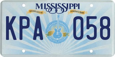 MS license plate KPA058