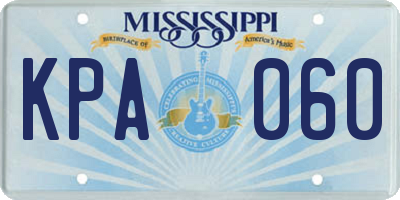 MS license plate KPA060