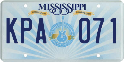 MS license plate KPA071
